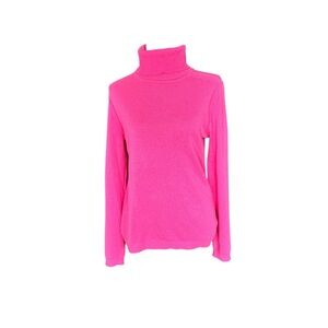 Magaschoni 100% Cashmere Pink Turtleneck Sweater M Barbiecore Quiet Luxury U13